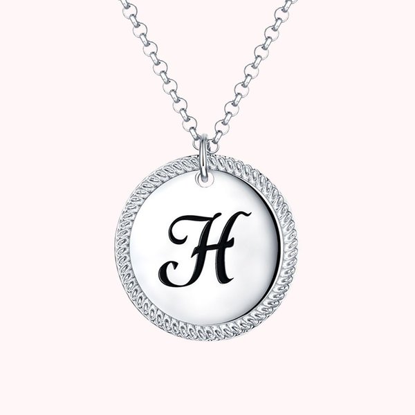 Pendentif Personnalisé avec Initiale Collier Rond Cadeau Anniversaire Fête des Mères pour Femme