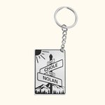 Engraved Double Names & Date Anniversary Keychain In Steel