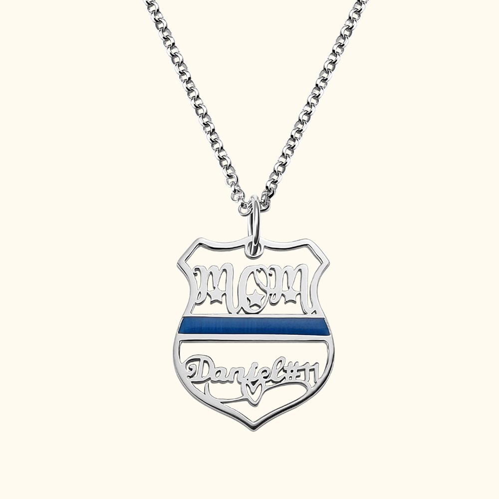 Collier Prénom Insigne Maman Police Personnalisé