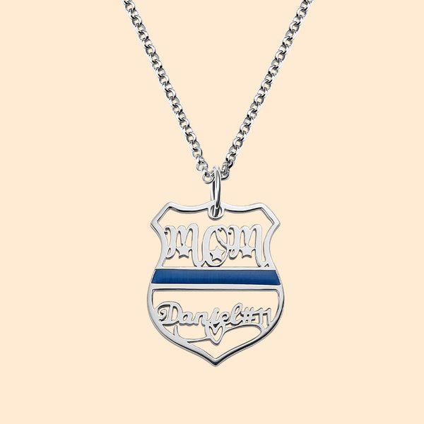 Police Mom Badge Name Necklace | Callie