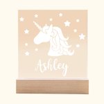 Personligt Fantasi Enhörning Nattlampa för barn Graverat namn