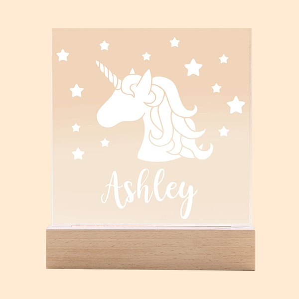 Personalisierte Fantasy Einhorn Nachtlicht für Kinder eingraviert Name