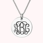 Sterling Silver Engraved Disc Monogram Necklace| Callie