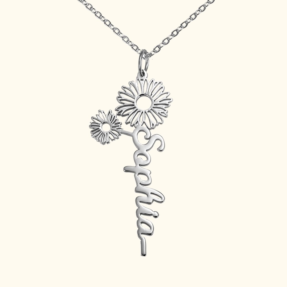 Personalized Birth Flower Name Necklace For Her CALLIE