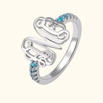 Anello Monogramma a fascia sottile con pietre di nascita | Callie