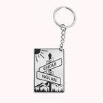 Engraved Double Names & Date Keychain 11th Anniversary Gift In Steel