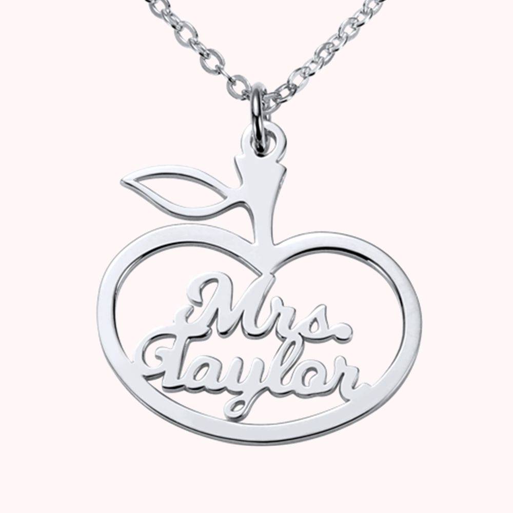 Collier pour Femme Personnalisé avec Prénom Sculpté Pendentif en Forme de Pomme Cadeau pour Femme