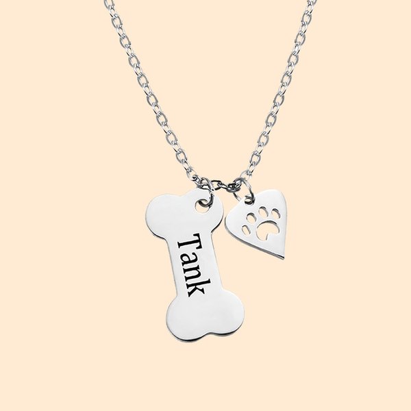 Dog Bone Paw Necklace