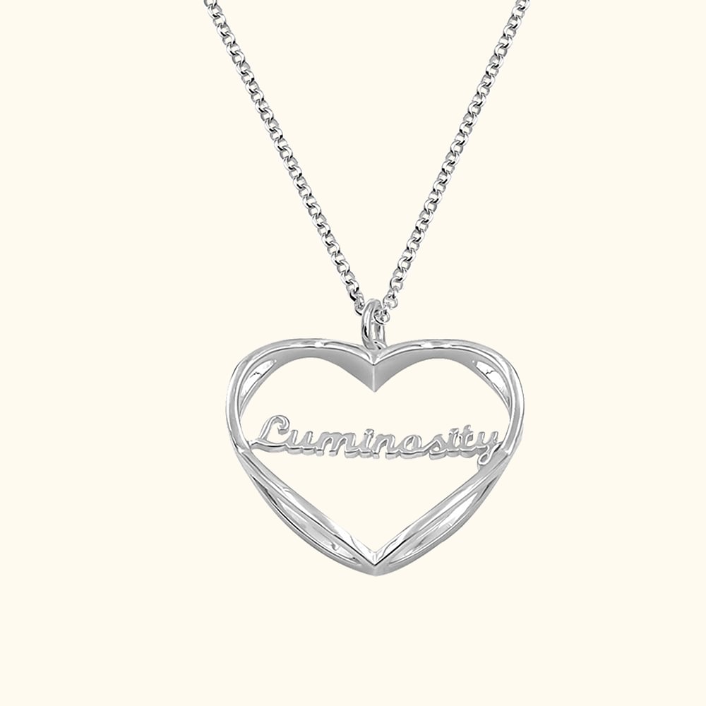 Collier Argent en Cœur Personnalisé avec Prénom Sculpté Cadeau Anniversaire Saint-Valentin pour Femme