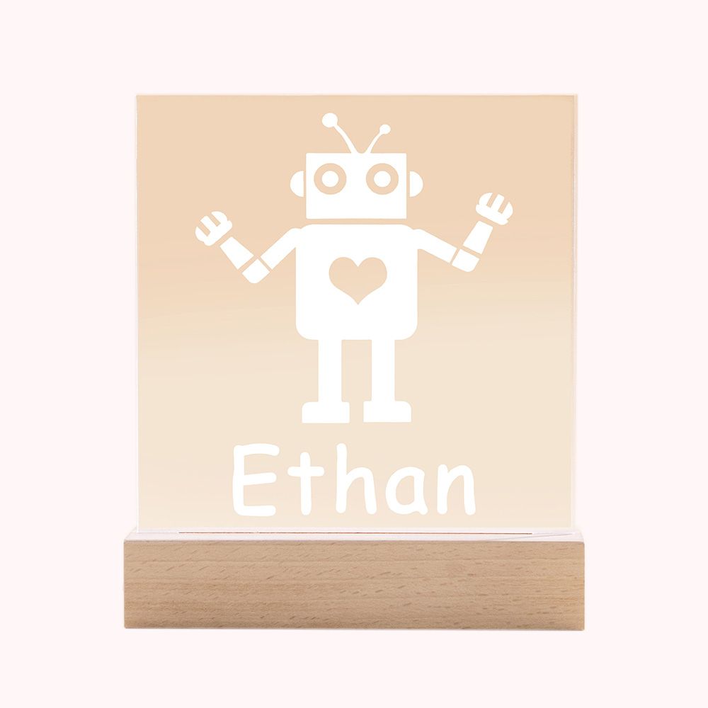 Veilleuse Robot Prénom Gravé pour Enfants