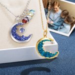 Custom Moon Crystal Mother Necklace with Kid's Birthstone