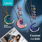 Custom Moon Crystal Mother Necklace with Kid's Birthstone