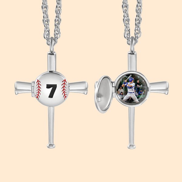 Collana personalizzata con foto di baseball con incisione