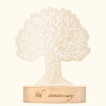 Personalized Love Tree LED Night Light with Wood Base and Text Anniversary Wedding Gift for Couple