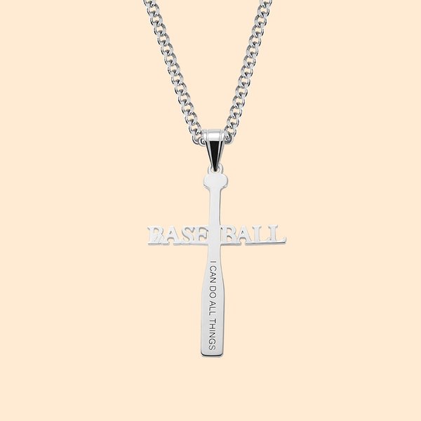 Baseball Cross Name Necklace