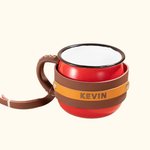 Engraved Name Enamel Mug with Leather Key Chain
