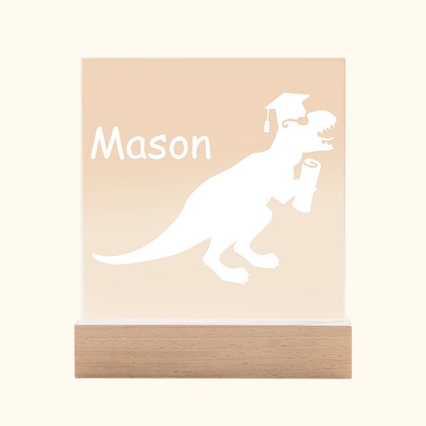 Dinosaurus nachtlampje voor kinderen met gegraveerde naam
