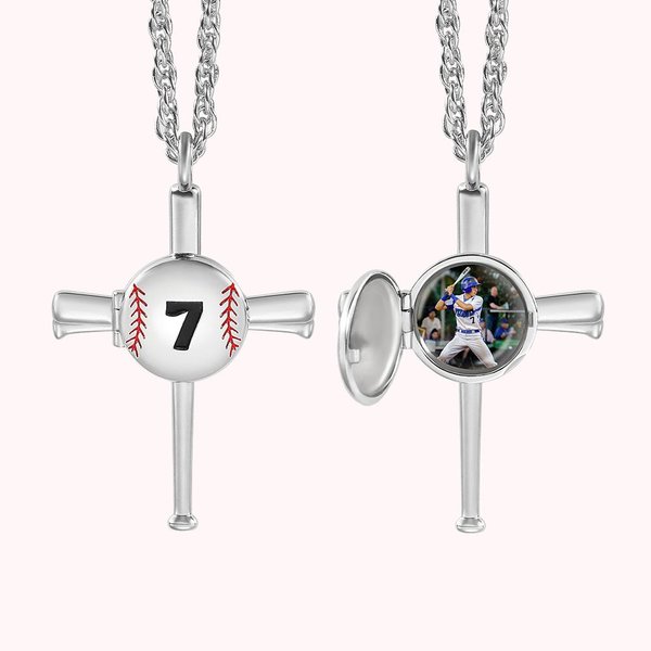 Baseball Photo Necklace With Engraving