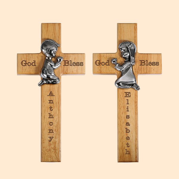 Wood Blessing Cross for First Communion