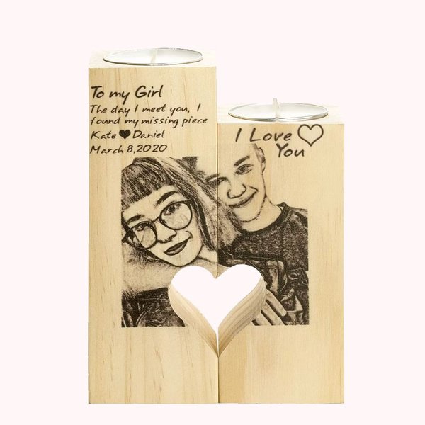 To My Girl Heart Photo Candle Holder Valentine Candle