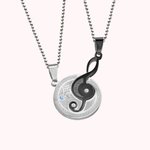Collier Personnalisé Pierre de Naissance Collier Couple en Note Musicale Cadeau de Saint-Valentin Anniversaire pour Couple