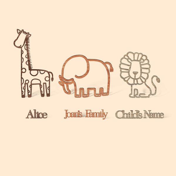 Gepersonaliseerde Houten Dieren Kinderkamer Wanddecoratie