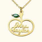 Birthstone  Apple Name Necklace
