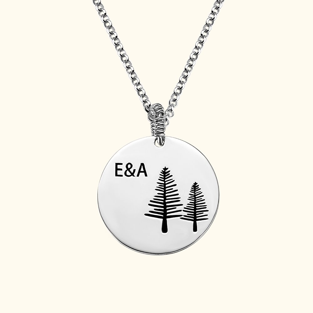 Collier pour Elle - Collier Disque Support par Moi Initiales Arbre Personnalisé