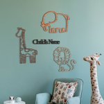 Personalized Safari Wooden Name Sign Nursery wall Decor