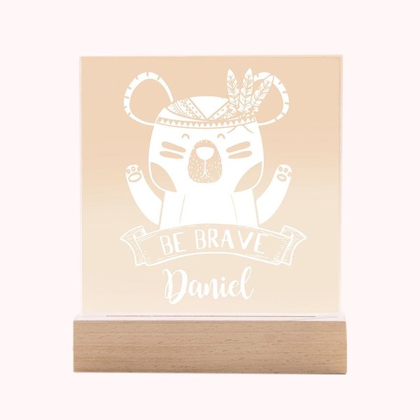 Sei-Mutig-Nachtlicht mit gravierten Namen für Kinder 