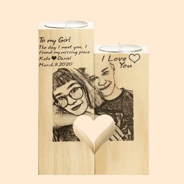 To My Girl Heart Photo Candle Holder Valentine Candle