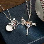 Customized Baseball Photo Necklace With Engraving