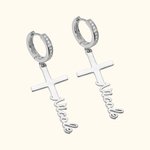 Dangle Cross Name Earrings