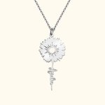 Collier avec Prénom Vertical Personnalisé Collier en Chrysanthème Soleil Croyance Cadeau de Noël Anniversaire Saint-Valentin pour Elle