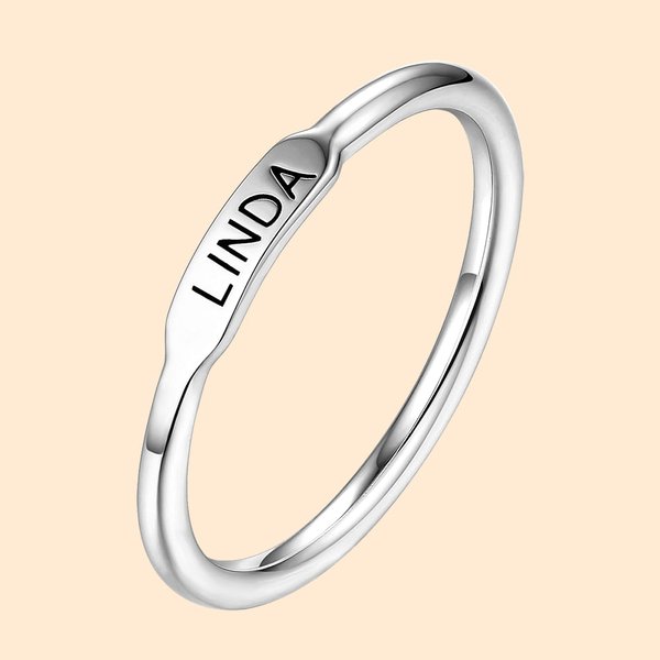 Stackable Rings with Engraved Initials in Silver