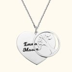 Collier de Cœur Gravé Personnalisé avec 1-13 Prénoms Pendentif Cœur et Arbre Généalogique Cadeau pour Maman Grand-Mère