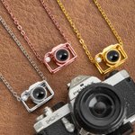 Personalised Camera Photo Sterling Silver Projection Necklace with Zircon Birthday Anniversary Gift for Women