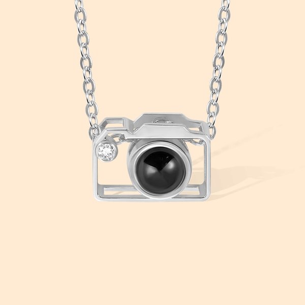 Camera Photo Projection Silver Necklace