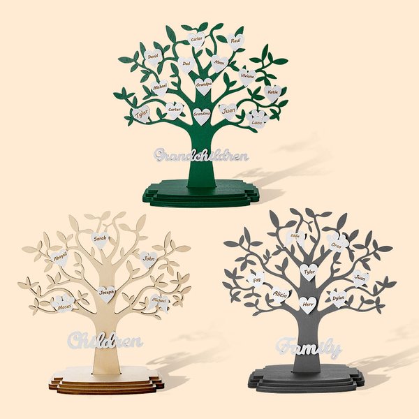 Personalised DIY Engraved 1-20 Names Family Tree Ornament Keepsake Home Decor Christmas Gift for Family