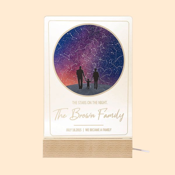 Luz nocturna personalizada Cielo estrellado y silueta