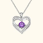 Forever Love Double Heart Birthstone Necklace for Her