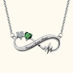 Engraving Heartbeat Infinity Necklace With Birthstones