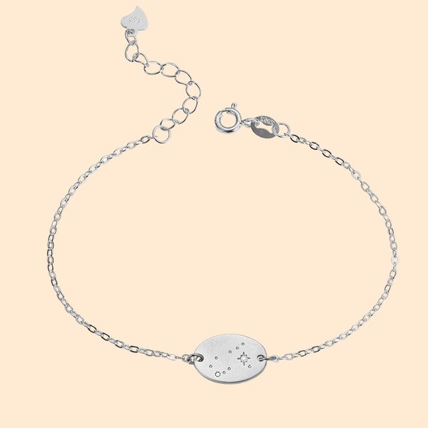 Bracciale in argento sterling con costellazione zodiacale e catena regolabile