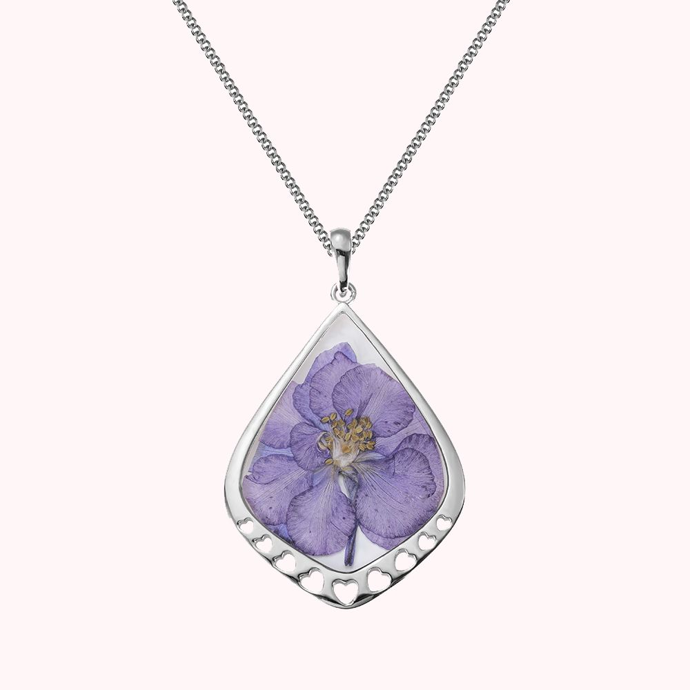 Collier Personnalisé Fleur de Naissance Collier en Goutte Fleur Séchée Cadeau Anniversaire Saint-Valentin Fête des Mère pour Elle