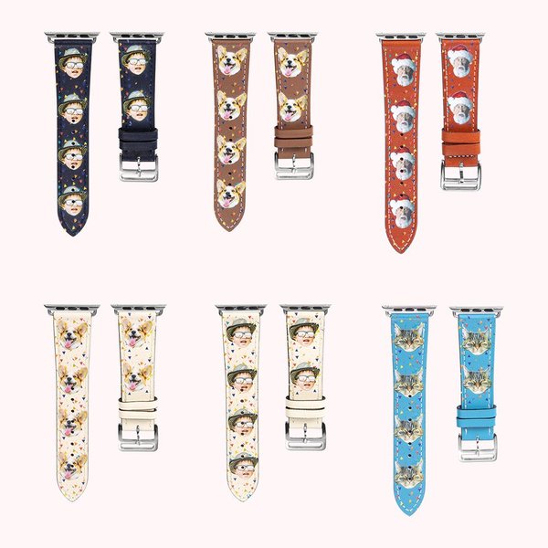 Photo Face Leather Watch Band for Apple Watch