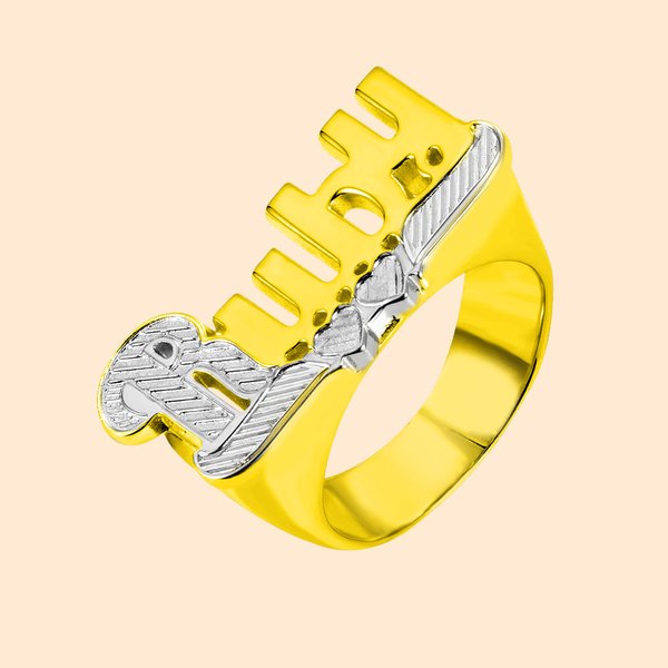 Anello con nome e due piccoli cuori d'amore