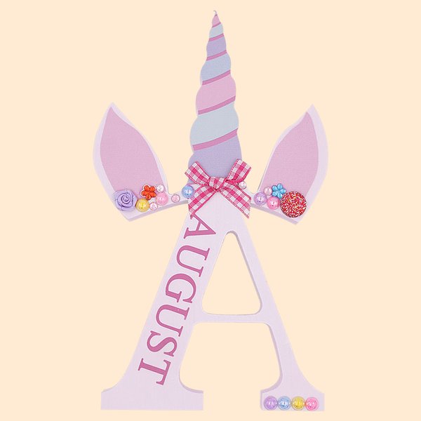 Personalized Fantasy Unicorn Style Wooden Letter with Name Bedroom Decor Gift for Kids