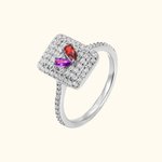 Double Birthstones Square Sparkle Ring