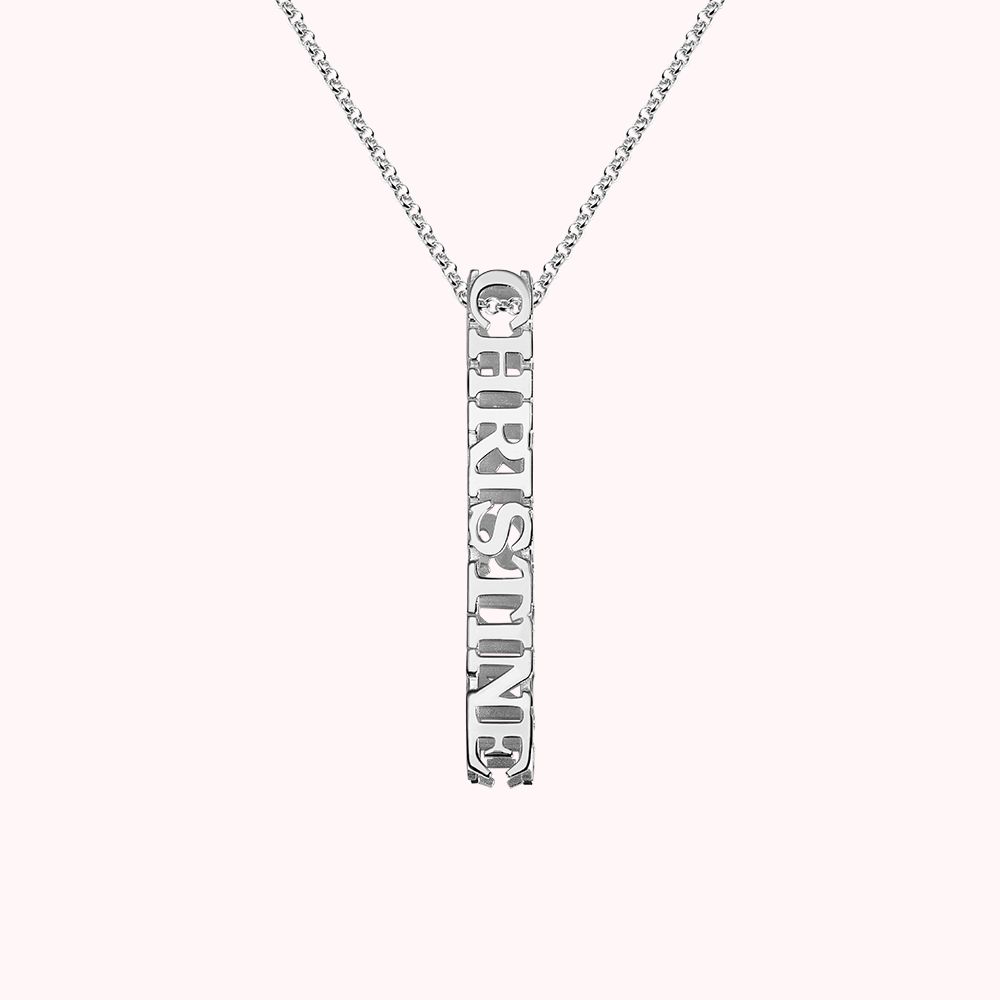 Collier de Barre Personnalisé avec Prénom Sculpté 3D Cadeau Anniversaire pour Femme