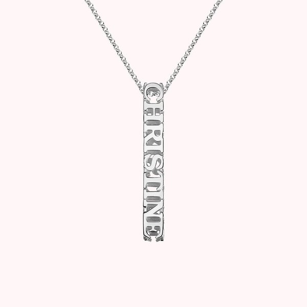 3D Engraved Bar Name Necklace